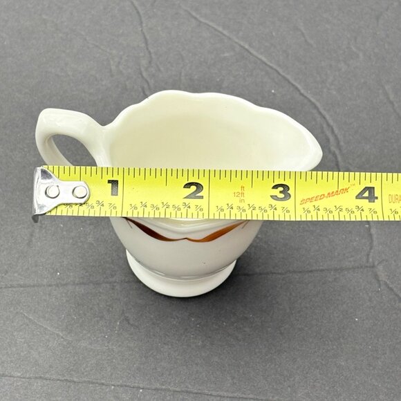 Vintage Ceramic Cream Pitcher With Brown Orange Accent USA Small Retro Tea Party - Picture 3 of 7